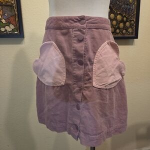 ❌️ SOLD ❌️ Lazy Oaf Pink Corduroy Skirt with Heart Pockets